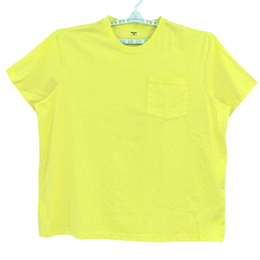 Brahma Men's Casual Yellow Crew Neck Pocket Work T-Shirt Sz 4XL 58-60 NWT